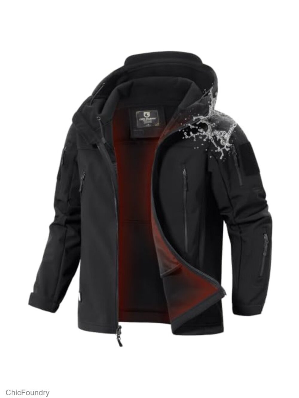 Men's Waterproof Fleece Lined Softshell Hooded Rain Jacket Windproof
